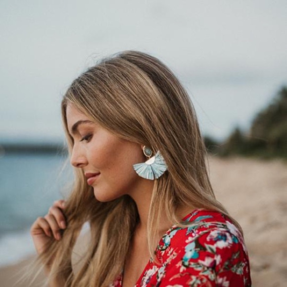 Raffia + Stone Earrings